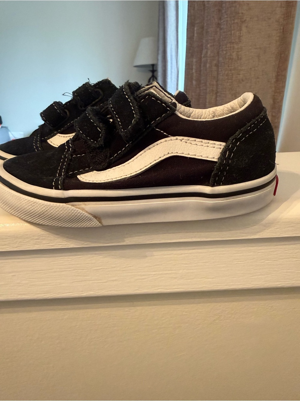 Vans Kids Black and White Velcro Classic Skate Sneakers